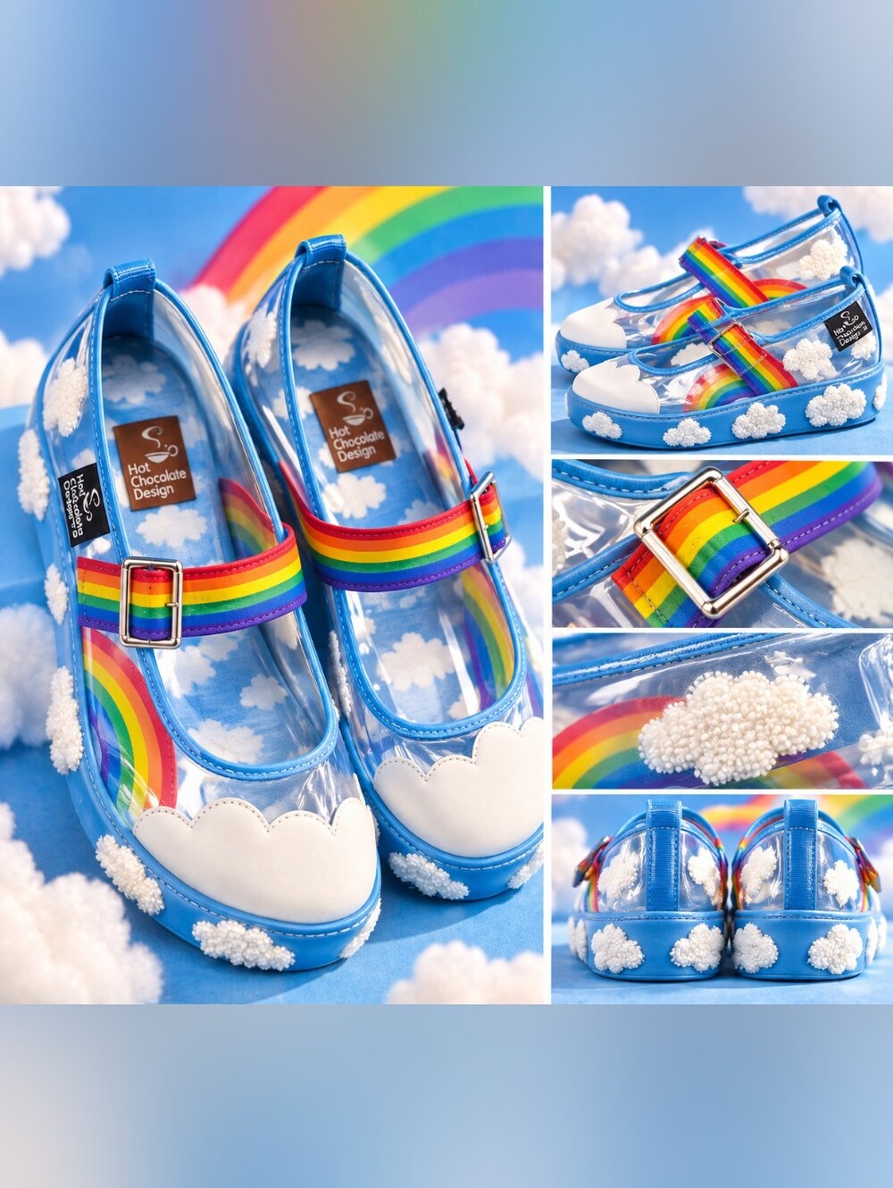 Blue Rainbow Cloud Mary Janes